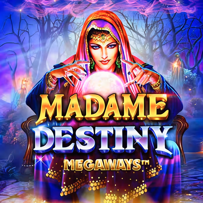 Madame Destiny slot featuring fortune teller theme with crystal balls and mystical symbols
