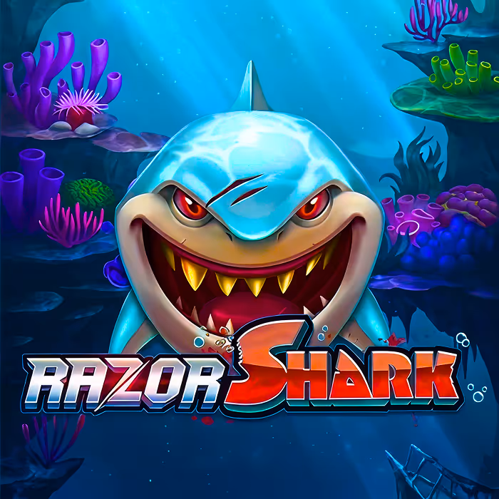 Razor Shark slot game featuring ocean depths, mystery stacks, and aggressive shark symbols